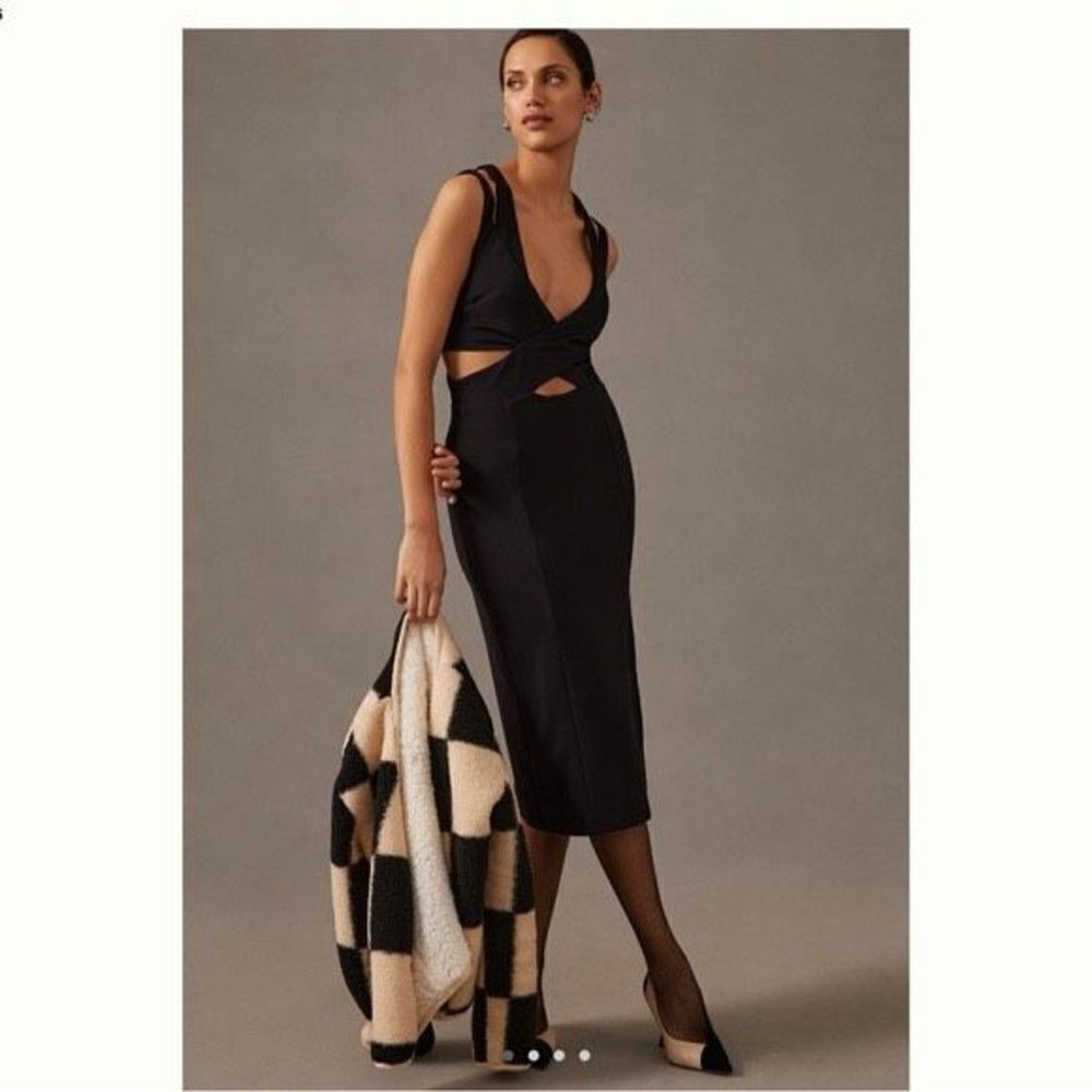✨Anthropologie Cut Out Black Midi Sz. XS Dress✨